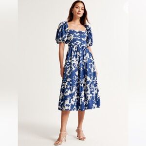 Abercrombie & Fitch Emerson Poplin Puff Sleeve Midi Dress, SP